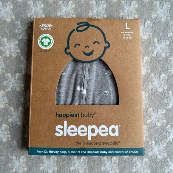 HAPPIEST BABY Sleepea Graphite Gray Planets Print 5 Second Swaddle 4-6 M NEW NIB - Picture 1 of 5